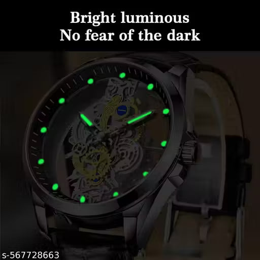 Skeleton Quartz Analog Watch Stainless Steel Waterproof Watches For Men? Built-In Battery Powered Clear Cover Watches For Men, A4281-Silver