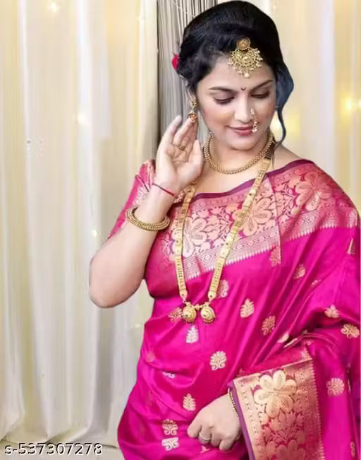Kanjivaram Soft Banarasi Saree With Blouse Piece Wine
