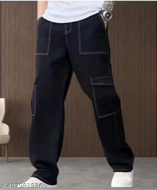 COTTON BLACK CARGO PANT JEANS FOR MEN