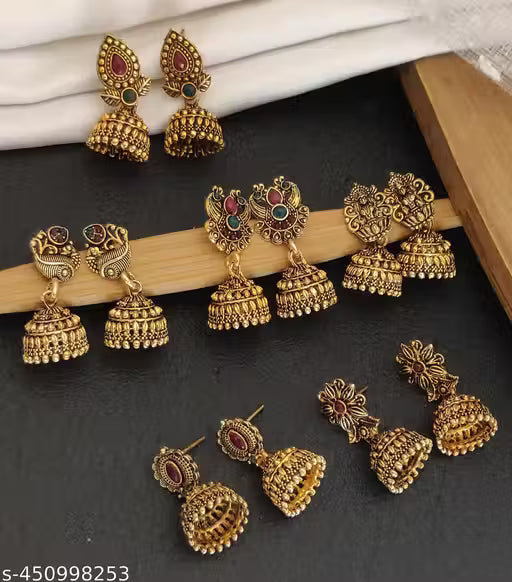 Premium Quality Daily Wear Gold Plated Fancy Earring (SET OF 6)