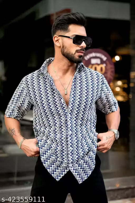ZIG-ZAG STRIPED CROCHET SHIRT
