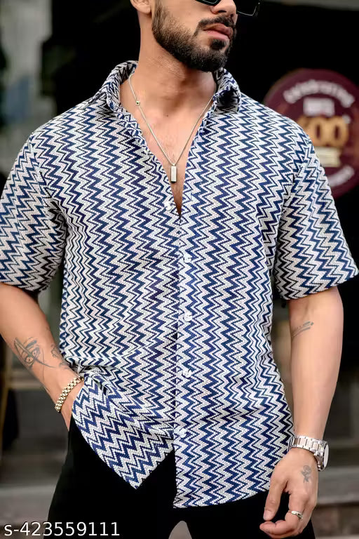ZIG-ZAG STRIPED CROCHET SHIRT