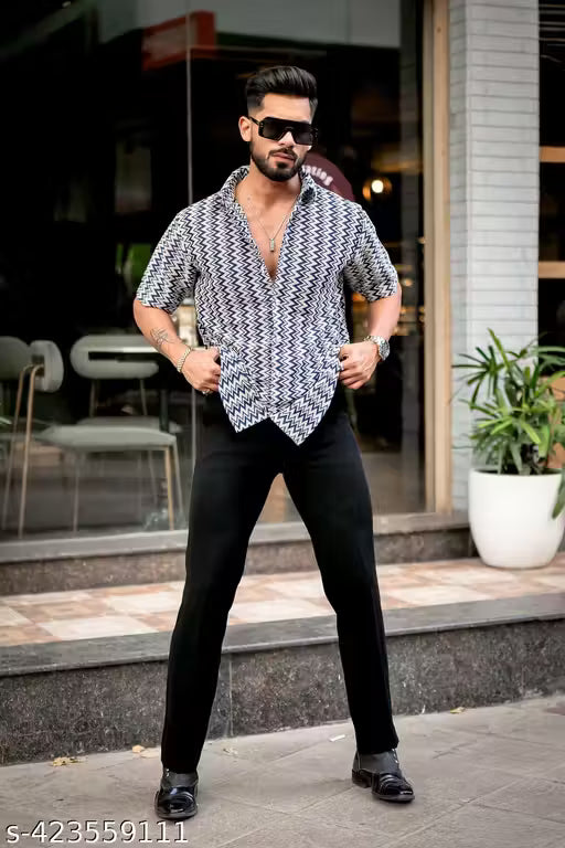 ZIG-ZAG STRIPED CROCHET SHIRT